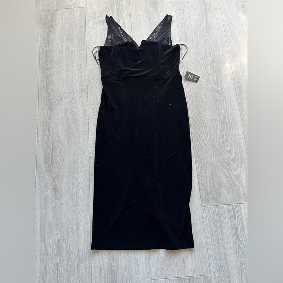 Express Dresses & Skirts - Express Black velvet midi dress lace straps v neck